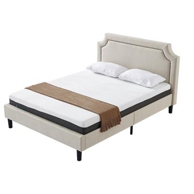 China (Other)Adjustable Modern Bedroom Furniture Double Beds 100% Polyester Fabrics Wooden Headboard Beds for sale