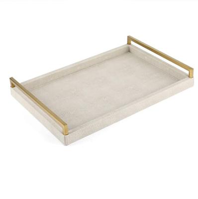 China Factory Wooden Decorative Soft Modern Wooden Handle Tray Home Use Hotel Decor Tray for sale