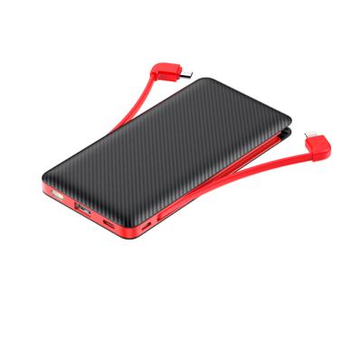 China Suction Design Radio Built in Cables 5000mah Power Bank Li-polymer Battery Mobile Phone Charger for sale