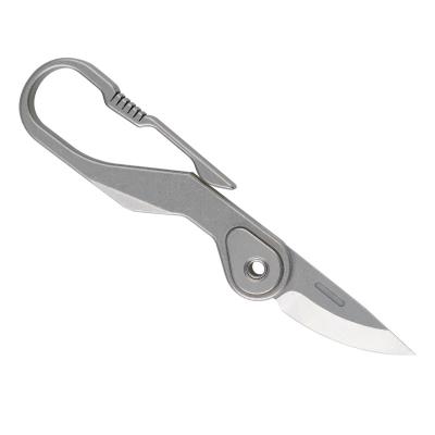 China Mini Pocket Knives Non-variable Titanium Metal Survival Titanium Key Chain Folding Key Knife Key Ring Shaped Knife for sale