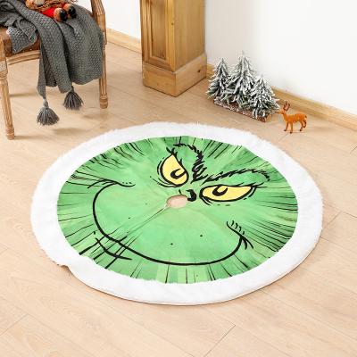 China Hot Sale Christmas Decoration Christamas Ornaments Tree Skirt Fur Monster Plush Indoor Green Christmas Tree Apron With Lights Decoration for sale