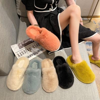 China Winter Indoor Warm Slipper Fashion Fur Trend Women's Pantuflas Fluffy Soft Home Slippers For Ladies for sale