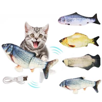 China Stuffed Plush Cat Toys USB Interactive Electric Slumping Fish Wave Fish Catnip Amusement Toy for Cat Exercise for sale