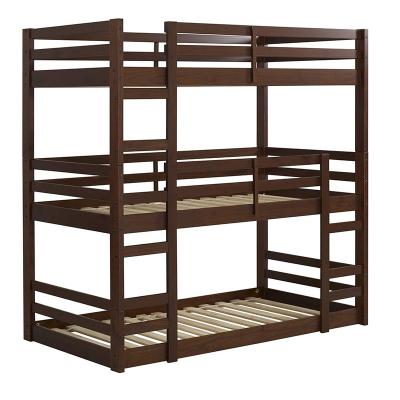 China Modern Modern Triple Wood Pine Kids Beds Frame 2 Ladder Bedroom Furniture Solid Teens Twin Over Full 3 Layer Bunk Bed for sale