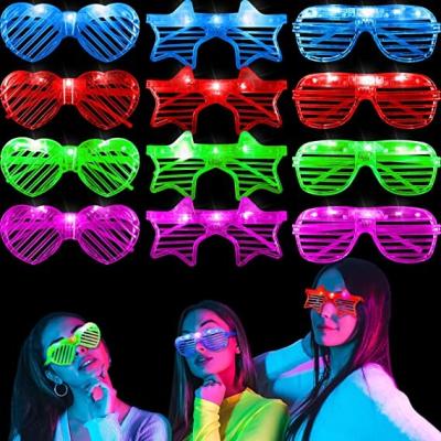 China Plastic Cheap Lead Glasses Glow In The Dark Light Up Glasses Neon Gifts Glow Glasses For Adult Kid Birthday Party Supplies for sale