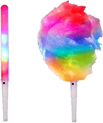 China Hot Sale 28cm LED Safe Material Cotton Candy Cones Reusable PC Cotton Candy Sticks Glowing LED Cotton Candy Cones for sale