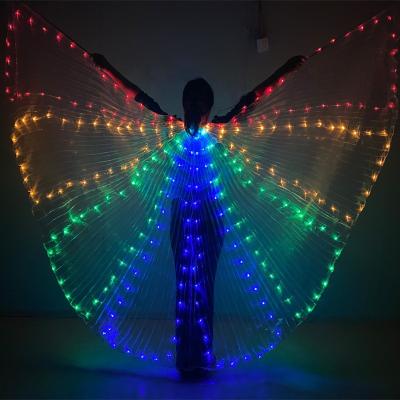 China New Style Polyester LED Butterfly Belly Dance Wings Colorful Girls Butterfly Wings With Telescopic Stick for sale