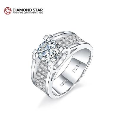 China CLASSIC Rings for Men Moissanite Ring Round Cut Moissanite Jewelry VVS Custom Wedding Ring Fashion Jewelry Set 925 Sterling Silver for sale