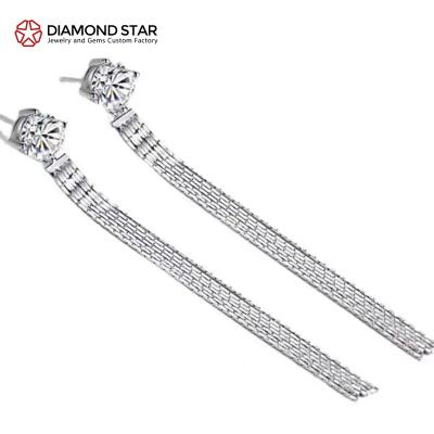 China Custom GRA Moissanite Jewelry VVS1 Diamond Earrings Gross Inner Surface Diamond Jewelry Women's Earings Romantic Fine Silver Jewelry 925 Long Earrings for sale