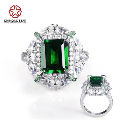 China DiamondStar Rings 14k 18k 24k Romantic Green Fine Jewelry Wedding Rings Green Cut Rings Lab Grown Green Custom Jewelry for sale