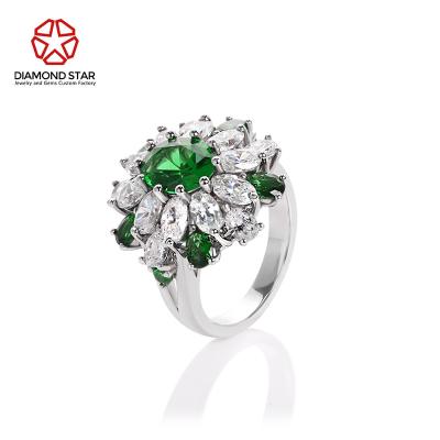 China DiamondStar Romantic Green Ring 9K 10K 14K 18K White Gold Rings Fine Jewelry Oval Cut Lab Create Ring Green Lab Grown Ruby Wedding for sale