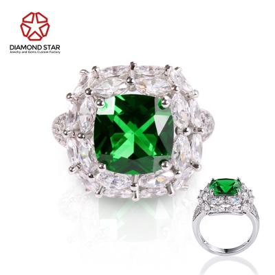 China DiamondStar Romantic Emerald Rings 925 Lab Grown Diamond Wedding Rings 14k 18k 24k White Gold Silver Fine Jewelry Lab Lab Created Ruby for sale