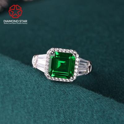 China Romantic Green Diamondstar VVS Moissanite Gems Rings Fine Emerald Cut Emerald Cut Green Rings AGL Gold Ring Fashion Jewelry 14k 18k for sale