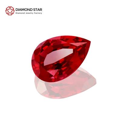 China DiamondStar Rubi AAAAAGrade Blood Red Color Game Or Pigeon Ruby Pear Cut Wholesales Hot Sell Ruby Laboratory All Sizes Synthetic Gemstone for sale