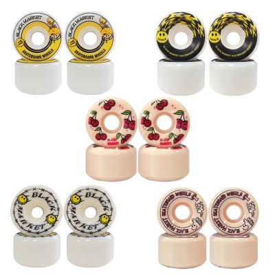 China Low MOQ 52-54mm Youth 102A Custom Roller Skate Skateboard Wheels With OEM Printing Design Park Street Fast Shipping Wheel for sale