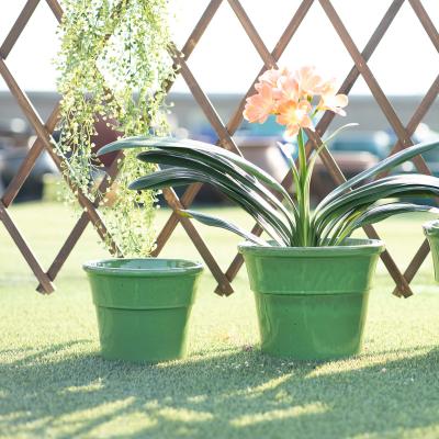 China Minimalist Decorative Ceramic Wholesale Green Customize Color Flowerpot Indoor Outdoor Flower Pots For Plants for sale