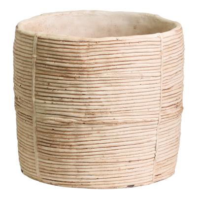 China Literary style bamboo woven concrete flower pots with suitable literary style flower pots and planters for sale