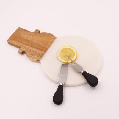 China Wholesale Shape Marble And Wooden Half Cheese Board Set Sustainable Cheese Cutting Board for sale