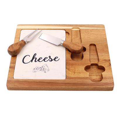 China Wholesale Sustainable Cheese Board and Knife Set Serving Tray Wooden Cheese Cutting Board Set for sale