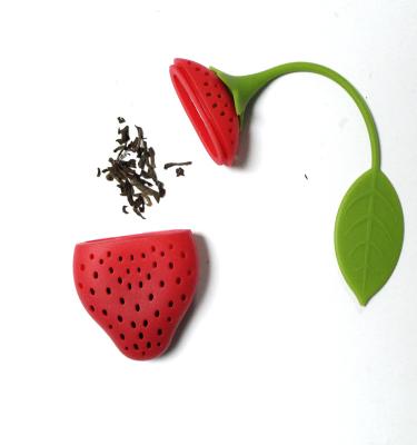 China Sustainable Kitchen Supplies Non-Toxic Strawberry Shape Silicone Tea Infuser Tea Bag Teapot Accessory for sale