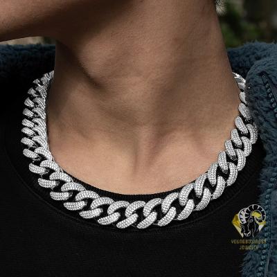 China Hiphop YBS/Spot 18mm Full New Platinum Plated High Quality Diamond Cuban Necklace Europe and America for sale