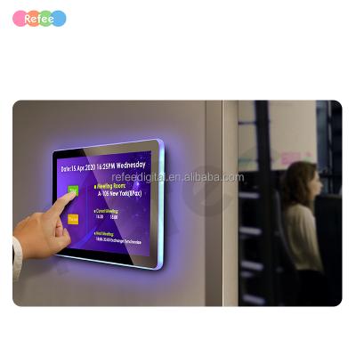 China indoor android interactive wall mount display adjustable led conference light guide meeting venue poe touch screen wall mount smart tablet for sale