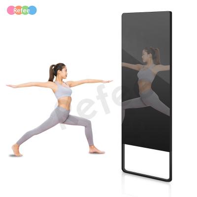 China Modern smart interactive full length led mirror touch screen gym wall smart workout with wifi for sale