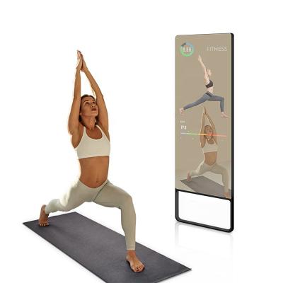 China Illuminated 43inch LCD Screen Yoga Mirror Display Gym Fitness Smart Mirror for sale