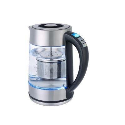 China Smart Kettle 360 ​​Rotation Electric Kettle Base 1.7L Degree Glass Body Teapot Kettle Basket Home Appliances Digital Control for sale