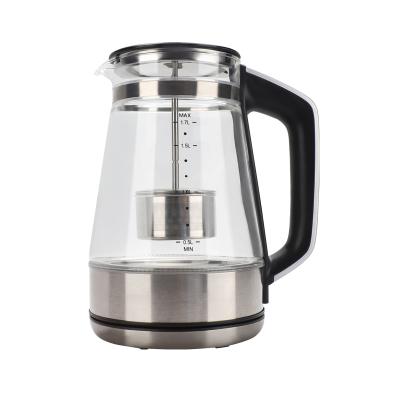 China 360 Electric Home Appliances 1.7L Rotation Degree Base Kettle Teapot Electronics 2021 Glass Jug Kettle for sale