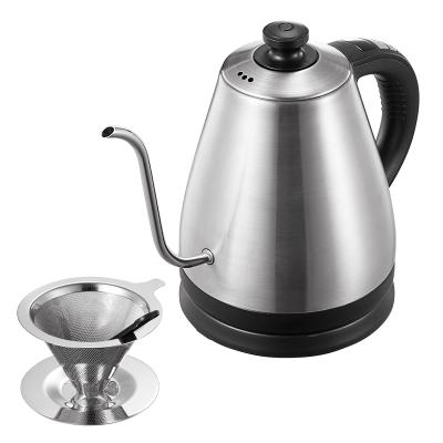 China 360 2021 Electric Water Kettle 1.0L Heart Degree Base Stainless Steel Gooseneck Rotating Kettle Ribbon Teapot Coffee Kettle for sale