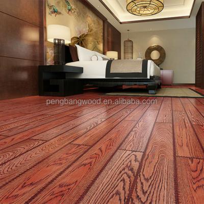 China The Commercia& household random length soft black hdf solid red oak engineered wood flooring for sale