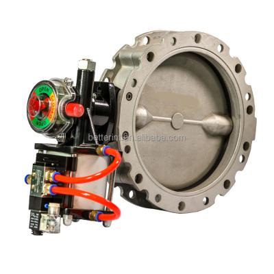 China General DN250 Double Flange Pneumatic Powder Butterfly Valve for Cement Silo for sale