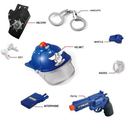 China New Design Educational Game Pretend Play Toy Police Play Set With Gun/Badge/Helmet/Flashlight For Boy for sale