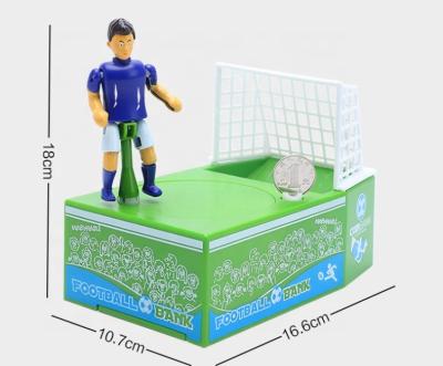 China Plastic Plastic Piggy Bank Cute Saving Coin Piggy Bank Football Player Shoot Goal Toy With Lights For Kids for sale