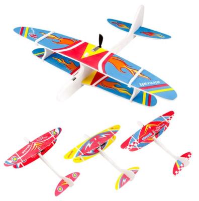 China Artificial Foam Promotional Electric Chargeable Convoluted Flight Toy Glider Set Propeller Christmas 3D Flat Model 28cm For Kids for sale