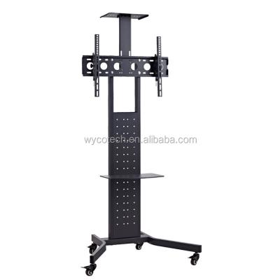 China SPCC / Cold Rolled Steel Height Adjustable Mobile Cart TV Cart Rolls LCD Floor Rolling Stand For 32