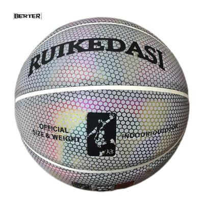 China 2023 Fashion Professional Custom Reflective Leather Basketball Balls Basket Balls PU Standard Size 7Good Quality Basket Ball Basketball Games New for sale