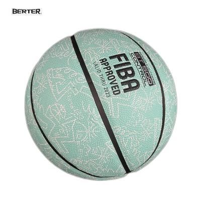 China Basketball Games Green Graffiti Customized High Quality PU Leather Material Hot Sale Basketball Basketball Ball for sale