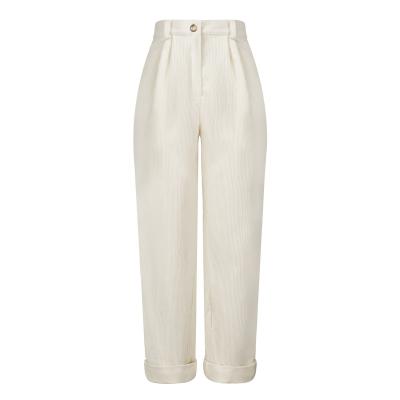 China wholesale Casual Anti-Wrinkle For Ladies Fashionable Wide Leg Zippers With Pockets Button Up High Waist Straight Harem Corduroy Women Trousers Pants for sale