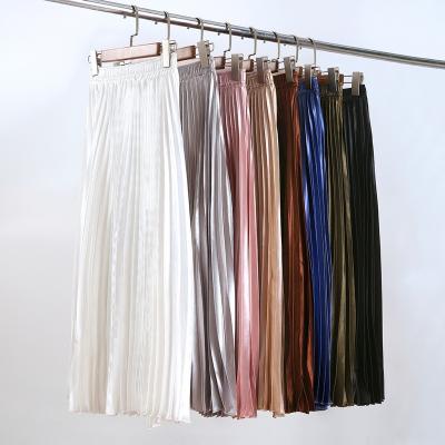 China Factory anti-static women's skirt pleated high quality uniform waist long skirts leisure custom wholesale for sale