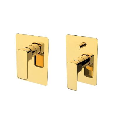 China Without Sliding Bar Square In-Wall Concealed Shower Mixer Tap Single Lever Gold Brass Valve for sale