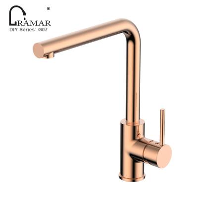 China Sense Faucets DIY Single Hole Rose Gold Black Solid Brass Kitchen Sink Faucet for sale