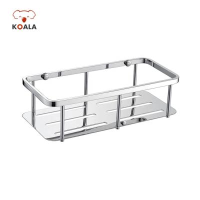 China Modern Square 304 Stainless Steel Chrome Plated Bathroom Shower Storage Basket for sale