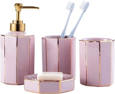 China New Viable Pink Girls Bathroom Accessories Italy From Amazon Set Complete Bath Decor Kit Includes Designer Soap And Lotion Dispenser for sale