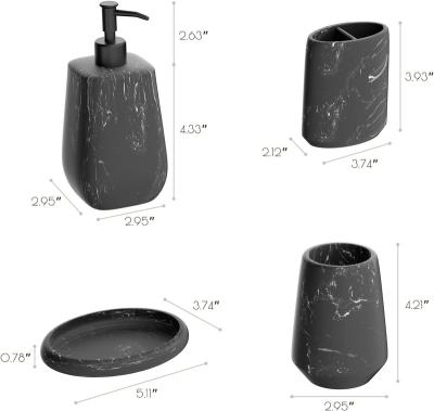 China Sustainable Luxury Marble Bathroom Accessories Set For Bathroom Toilet Black Color for sale