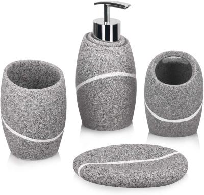 China Full Set of Matte Black Gray Home Resin Toilet Room Bath Accessories Luxury Fittings Viable Bathroom Accessories Set for sale