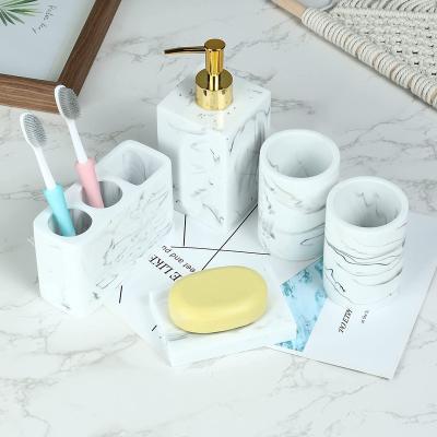 China Viable Vintage Resin Effect Bathroom Accessories Hotel Decor Marble Toilet Home Accessories Luxury Luxury Best Quality for sale