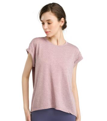 China European and American New Summer Antibacterial Women's Antibacterial Short Back T-shirt Yoga Suit Yoga Suit Yoga Tops Loose Quick-Drying Sports for sale