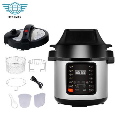 China New Design Hotel Vacuum Universal Stainless Steel 6Qt 2 in 1 Electric Pressure Cooker Air Fryer for sale